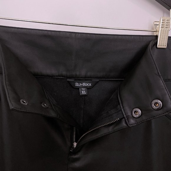 Alp N Rock Black Faux Leather Black Geneva Pant Slim Button Vegan XL Extra Large - Picture 6 of 8